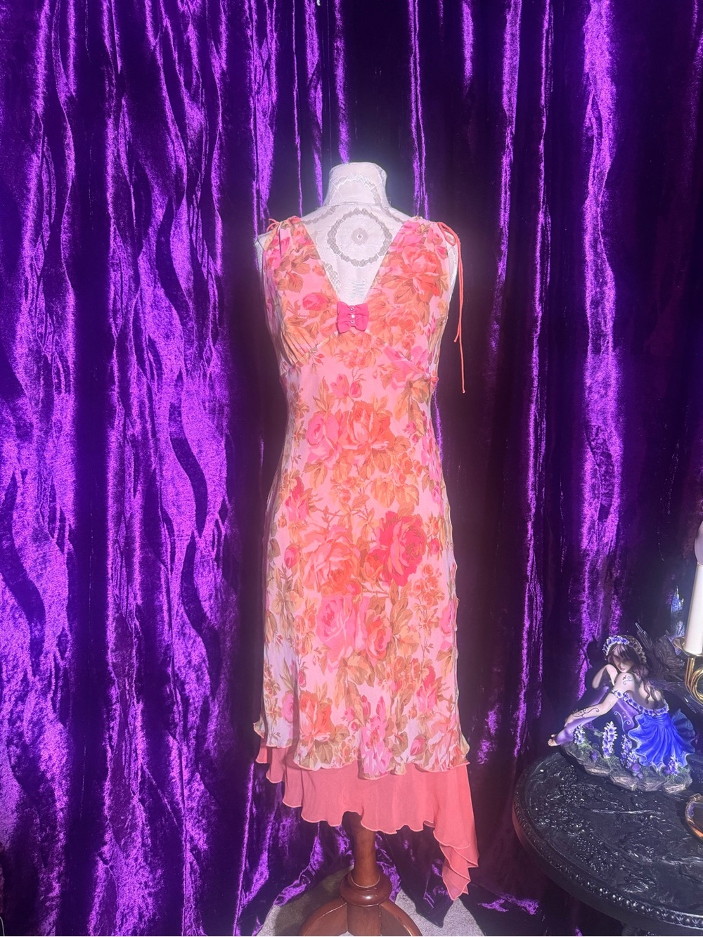 Floral Pink Silk Dress